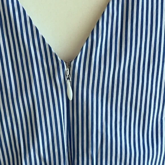 J. CREW Ruffle Sleeveless Tank Top. Blue Stripe, Ruffle Hem, Nautical Size 4 - Picture 11 of 11